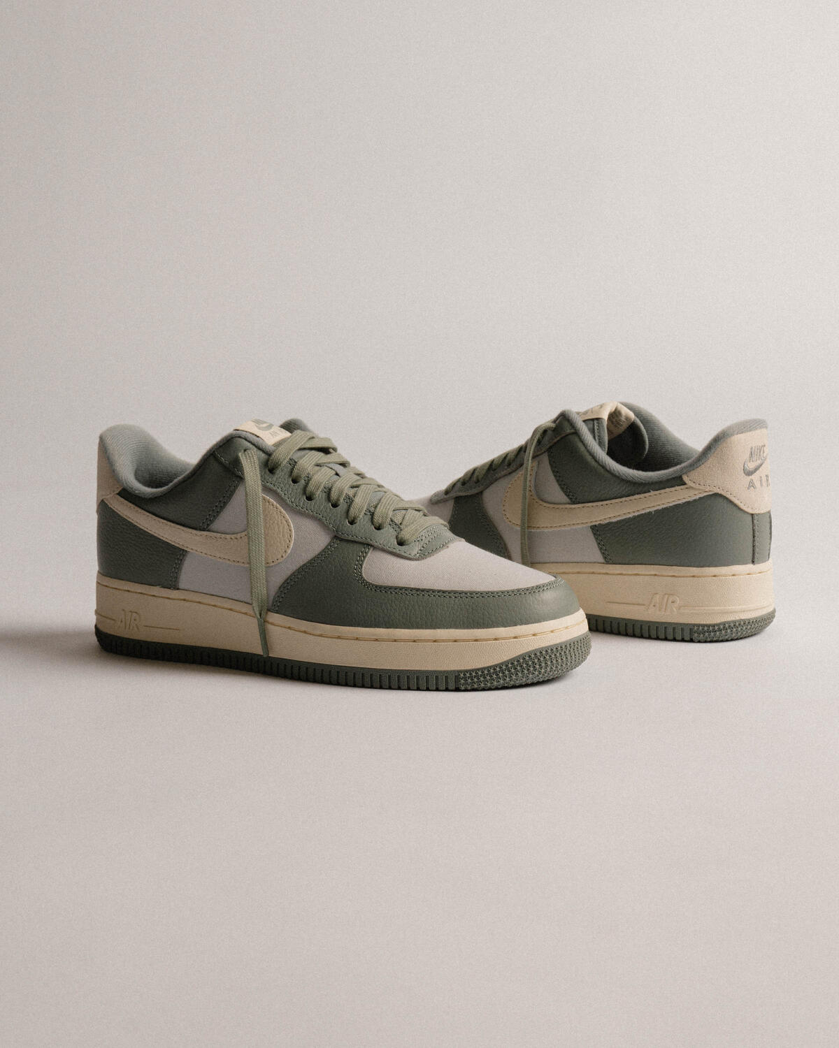nike air force 1 light bone black mica green